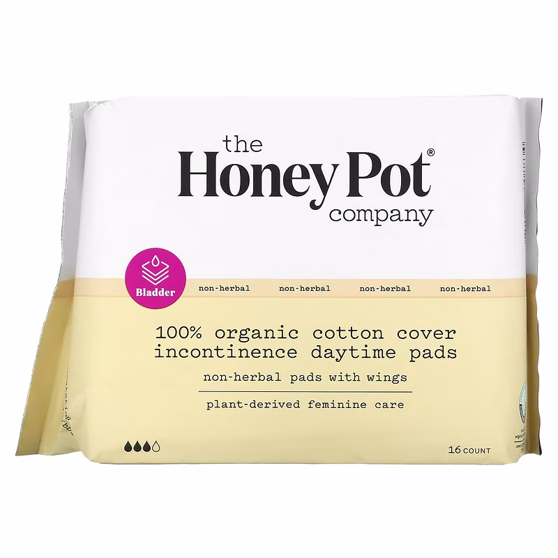 The Honey Pot Company 100% Organic Cotton Cover Incontinence Daytime Pads