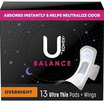 U by Kotex Balance Overnight Pads (13 ct)