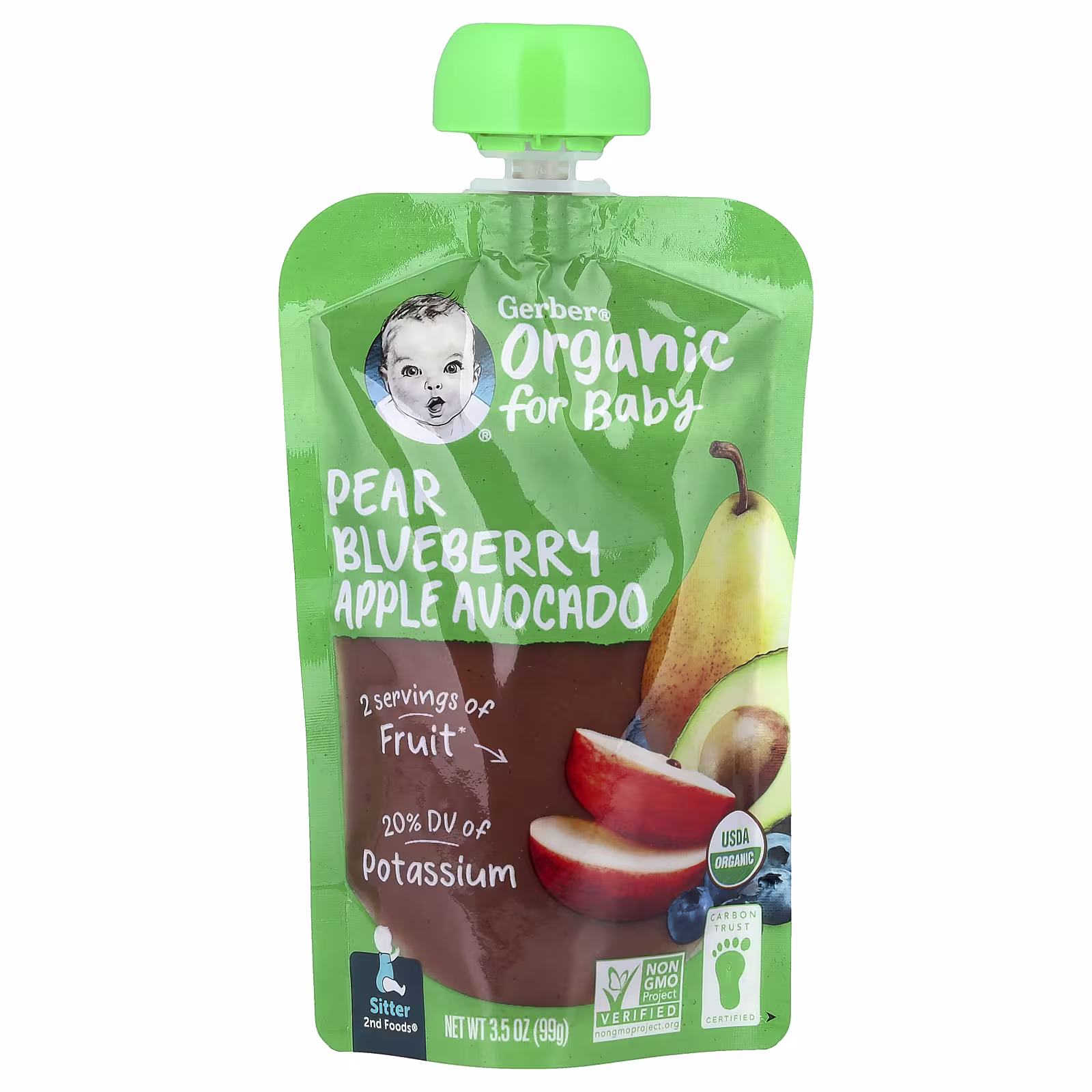 Gerber 2nd Organic Pear Blueberry Apple Avocado 15 oz